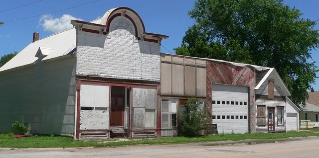 Downtown Cedar Creek, Nebraska: north side of B Street.