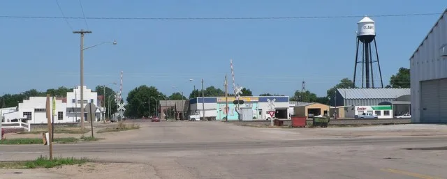 Clarks, Nebraska: Green Street, looking northwest from the southeast side of U.S. Highway 30.