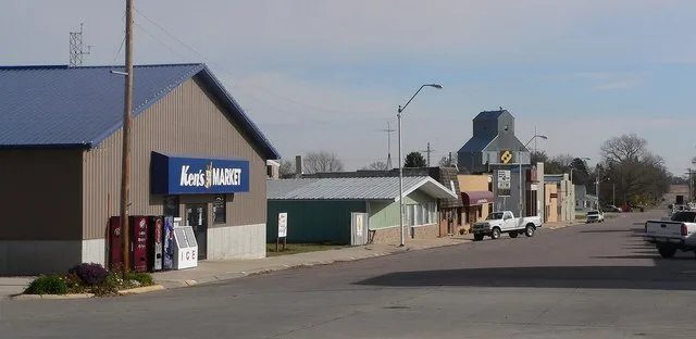 Downtown Coleridge, Nebraska : north side of Broadway, looking northeast from about Elm.