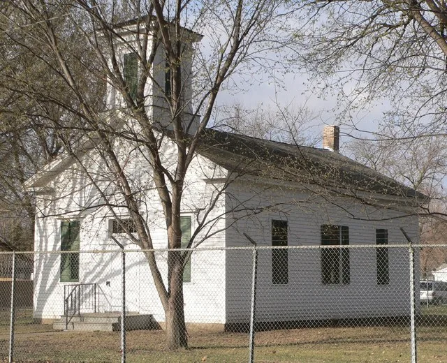 Emmanuel Lutheran Church, located at southwest corner of 15th and Hickory in Dakota City, Nebraska ; seen from the northeast.