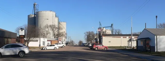 Downtown Daykin, Nebraska: Jefferson Street, looking east from about Purdy Avenue.