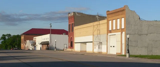 Downtown Diller, Nebraska: west side of Commercial Street, looking southwest from about Kelley Street.