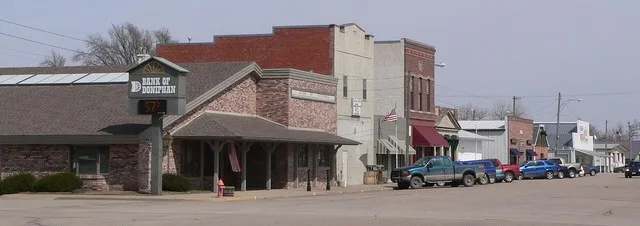 Downtown Doniphan, Nebraska : West Main Street, seen from the southwest.