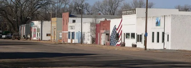 Downtown Dunning, Nebraska: north side of Jewett Avenue. Camera is facing northwest.