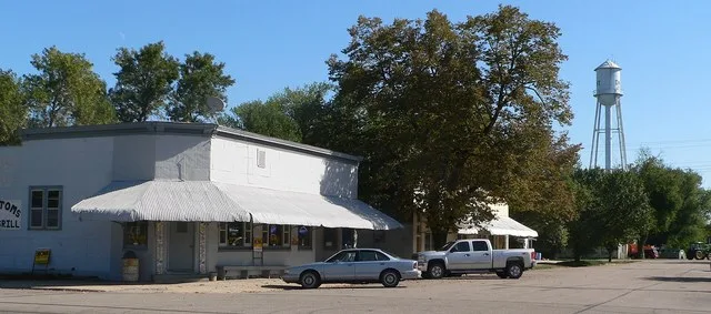 Downtown Dwight, Nebraska : east side of Second Street, looking southeast from Pine Street.