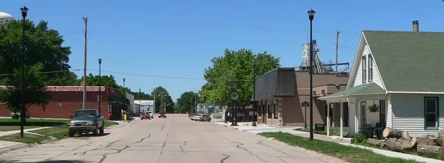 Downtown Eagle, Nebraska: Fourth Street, looking north from about F Street.