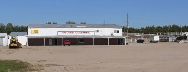 Ericson-Spalding Livestock Market, located on Nebraska Highway 91 at the northern edge of Ericson, Nebraska ; seen from the south.