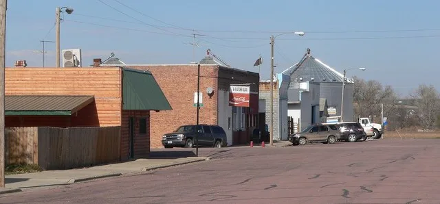 Downtown Fordyce, Nebraska : west side of Main Street, looking northwest from between 2nd and 3rd Street.