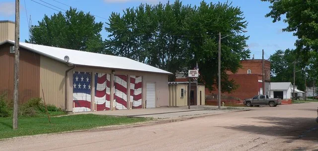 Downtown Goehner, Nebraska: west side of May Street, looking southwest from about John Street.