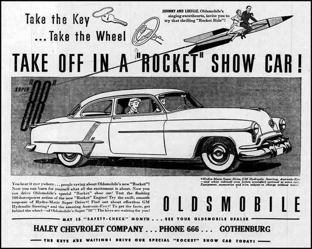 Vintage Advertising For The 1952 Oldsmobile Super 88 Autobile In The Gothenburg Nebraska Times Newspaper, May 8, 1952