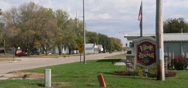 Downtown Hadar, Nebraska : Main Street ( Nebraska Highway 13 ), looking northeast from about Front Street.