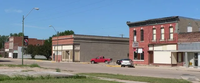 Downtown Harvard, Nebraska : east side of Clay Avenue, looking northeast from south of Oak Street.