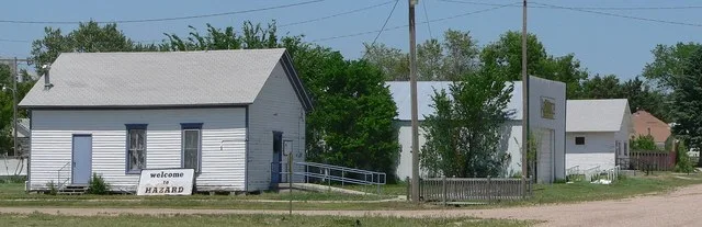 Downtown Hazard, Nebraska : west side of Market Street, seen looking north from south of Jerrold Street.
