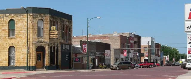 Downtown Hebron, Nebraska : south side of Lincoln Avenue, looking southwest from about 5th Street.