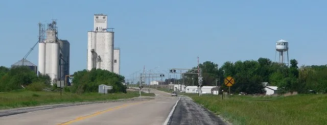 Jansen, Nebraska, seen from the northeast along U.S. Highway 136.