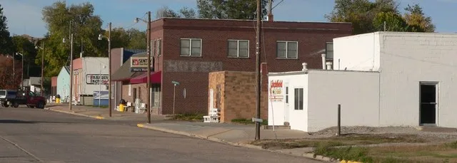 Downtown Litchfield, Nebraska: east side of Main Street, seen from about Clifford Street.