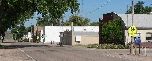 Downtown Lodgepole, Nebraska : north side of Sheldon Street, looking northwest from about McCall Street.