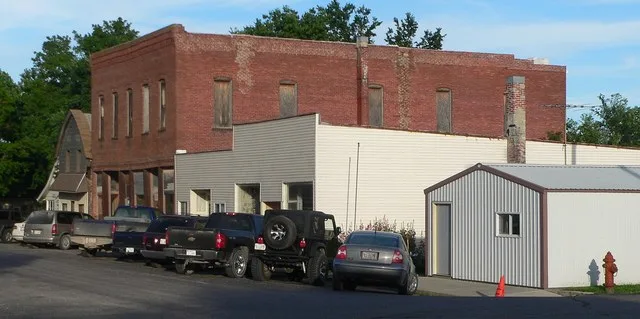 Downtown Lorton, Nebraska: south side of Cypress Street, looking southeast from about First Street.