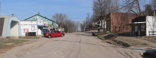 Downtown Malcolm, Nebraska: Lincoln Street, looking north from about Malcolm Road.