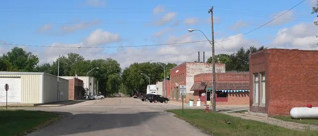 Downtown McCool Junction, Nebraska : M Street, looking west from about 6th Street.