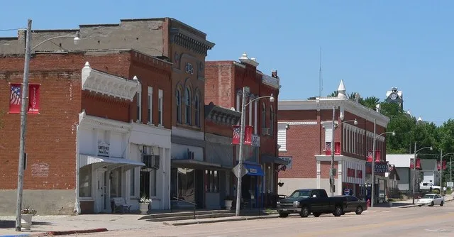 Downtown Nelson, Nebraska : west side of Main Street, seen looking northwest.