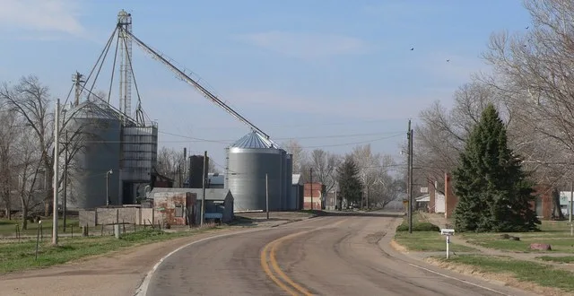 Nemaha, Nebraska ; seen from the north, along Nebraska Highway 67 .