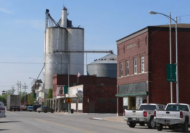 West side of Main Street in North Bend, Nebraska : facing south-southwest from a point on Main between 7th and 8th Streets.