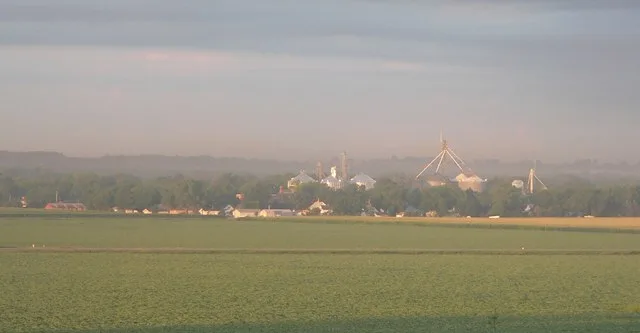 Pilger, Nebraska ; seen at sunrise from Pilger Recreation Area, about a mile northeast of the village.