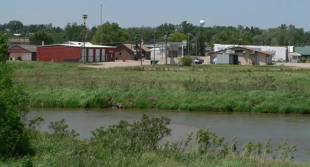 Pleasanton, Nebraska ; looking northwest across South Loup River from Nebraska Highway 10 .