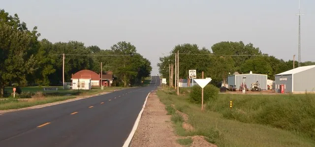 Reynolds, Nebraska ; seen from the west along Nebraska Highway 8 .