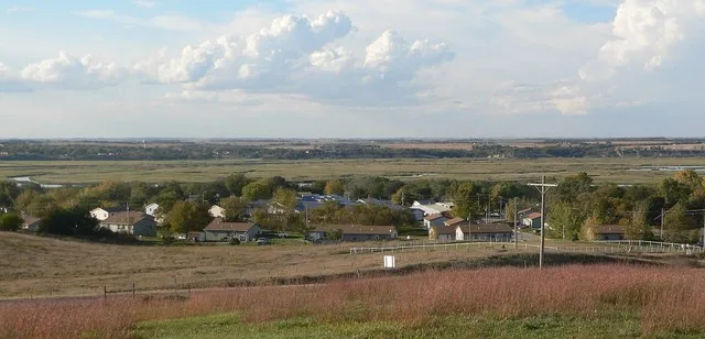 Santee, Nebraska , seen from the cemetery hill south of town.