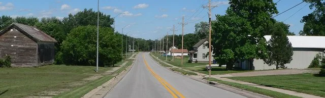 South Bend, Nebraska; seen from the west along Nebraska Highway 66.