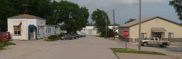 Downtown Sprague, Nebraska: Second Street, looking east toward Market Street.