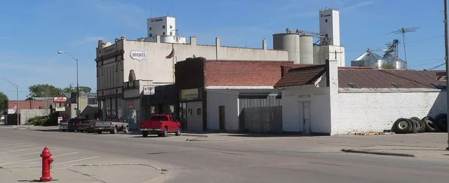 Downtown St. Edward, Nebraska: south side of Beaver Street, looking southeast from about 2nd Street.