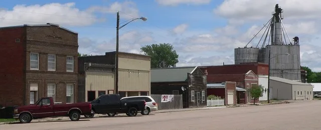 Downtown Staplehurst, Nebraska: north side of A Street, looking northeast from about 4th Street.