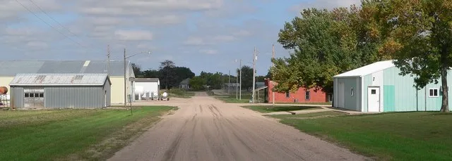Downtown Stockham, Nebraska: Main Street, looking north toward junction with Third Street.