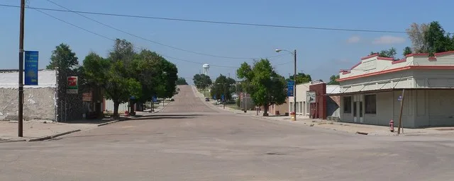 Downtown Stratton, Nebraska : Bailey Street, looking north from about Railroad.