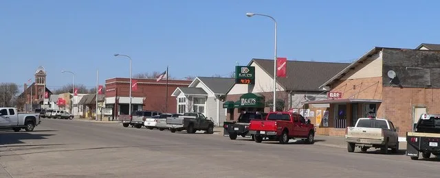 Downtown Stuart, Nebraska : east side of Main Street, looking northeast from about First Street.