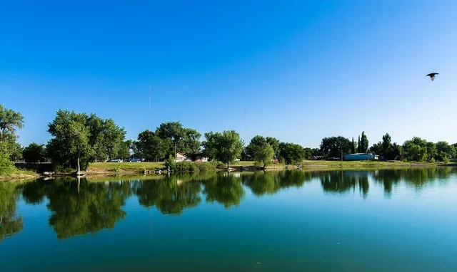 Terrytown viewed from Carpenter's Park over Terry's Lake
