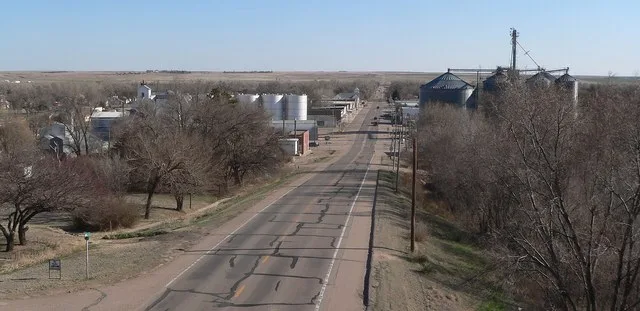 Main Street in Trenton, Nebraska. Camera is facing south.