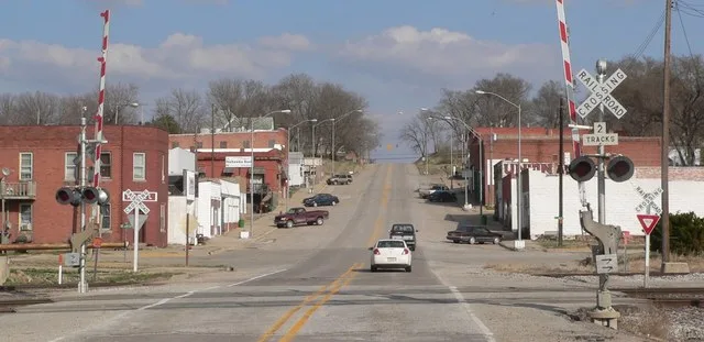 Downtown Union, Nebraska : Main Street ( U.S. Highway 34 ), seen from the west.