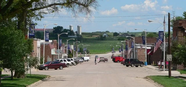 Downtown Walthill, Nebraska : Main Street, looking eastward from about Broughton Street.