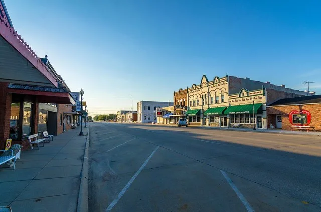 Downtown Wilber viewed from West 3rd Street.