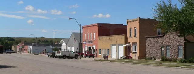 Downtown Wolbach, Nebraska : north side of Center Street, looking northwest from Kempton Street.