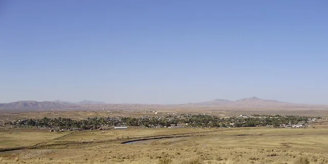 View of Carlin, Nevada from the south side of the Humboldt River.