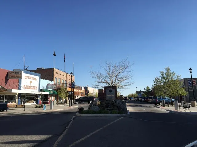 View south along Maine Street in downtown Fallon, Nevada