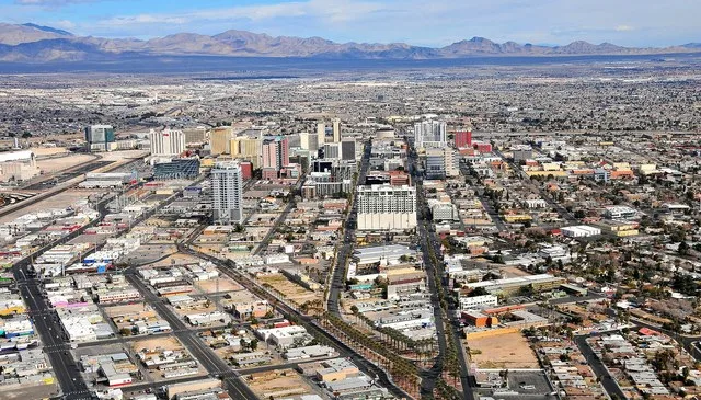 Downtown Las Vegas, taken from the Stratosphere tower.