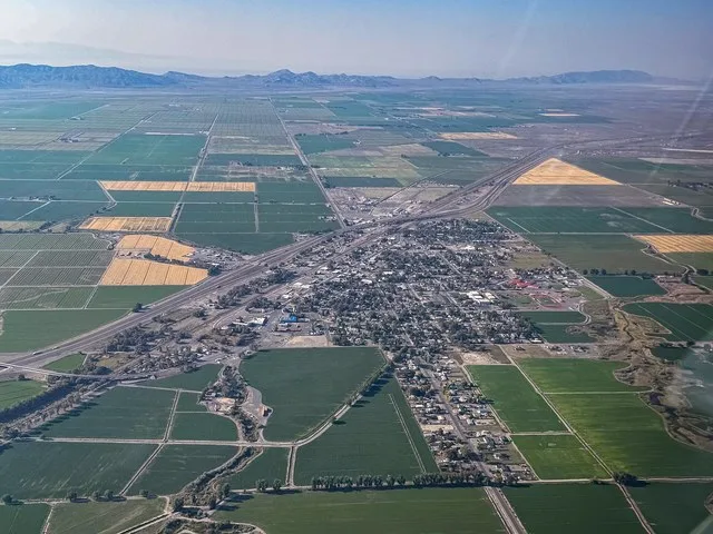 Aerial photo of the city of Lovelock, Nevada
