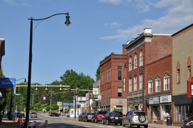 Central Street (Route 3) in downtown Franklin, New Hampshire ; part of the Franklin Falls Historic District .
