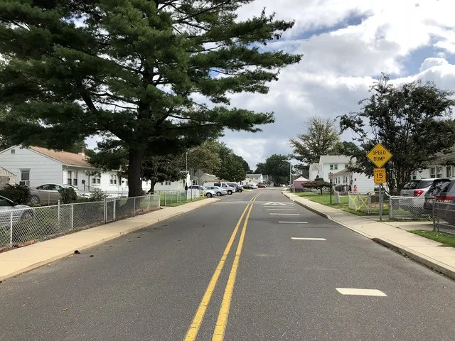 View east along Road A at Ibis Drive in Audubon Park, Camden County, New Jersey